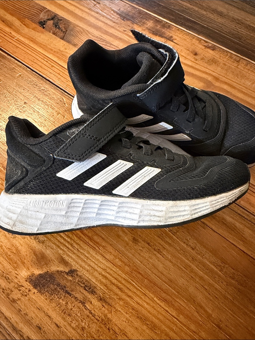 adidas Kids Black and White Velcro Athletic Sneakers